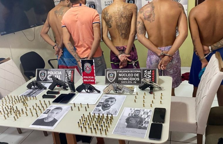 Cinco homens são presos suspeitos de envolvimento em crimes na PB