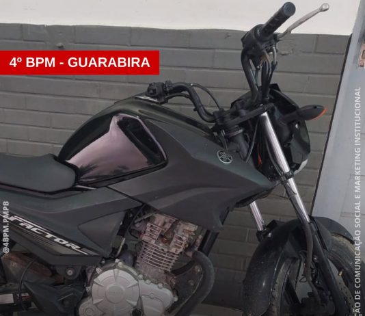 Polícia Militar recupera motocicleta roubada, em Guarabira