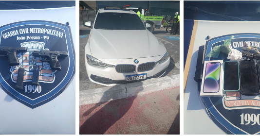 Dupla é presa com armas e drogas dentro de carro de luxo