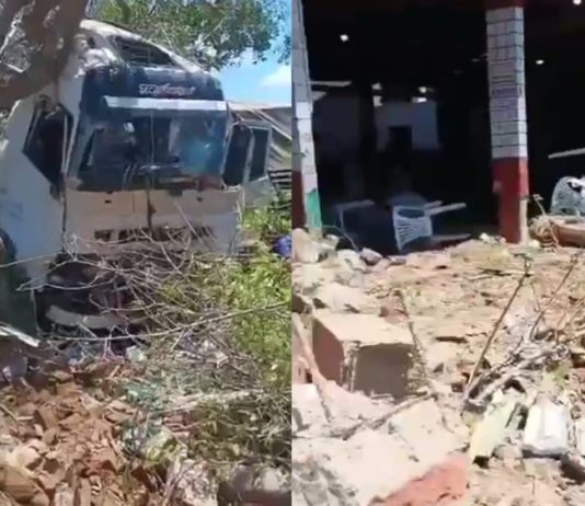 Carreta invade restaurante às margens da BR-110, em Monteiro, na PB